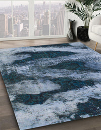 Abstract Columbia Blue Modern Rug, abs1372