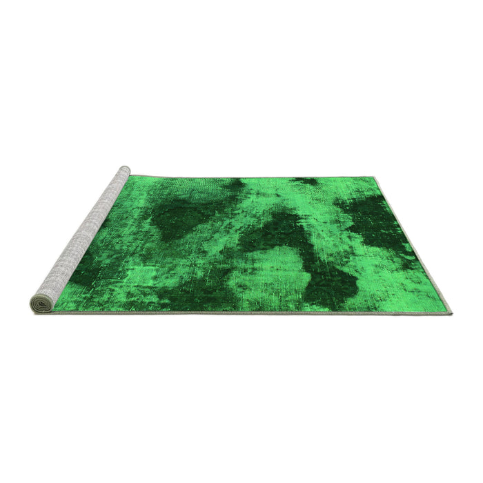 Sideview of Machine Washable Abstract Green Modern Area Rugs, wshabs1372grn