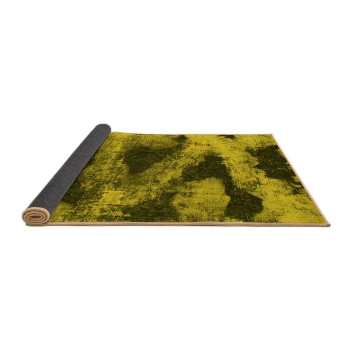 Sideview of Abstract Yellow Modern Rug, abs1372yw