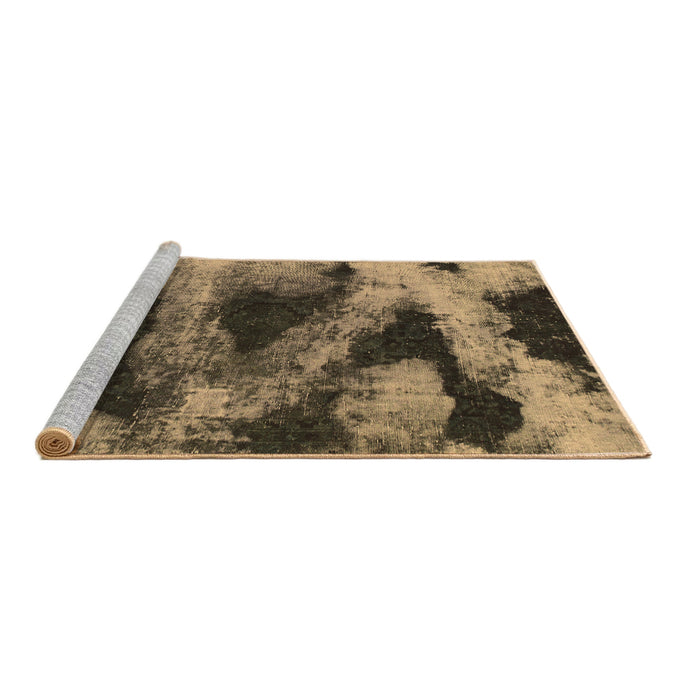 Sideview of Machine Washable Abstract Brown Modern Rug, wshabs1372brn