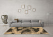 Machine Washable Abstract Brown Modern Rug in a Living Room,, wshabs1372brn