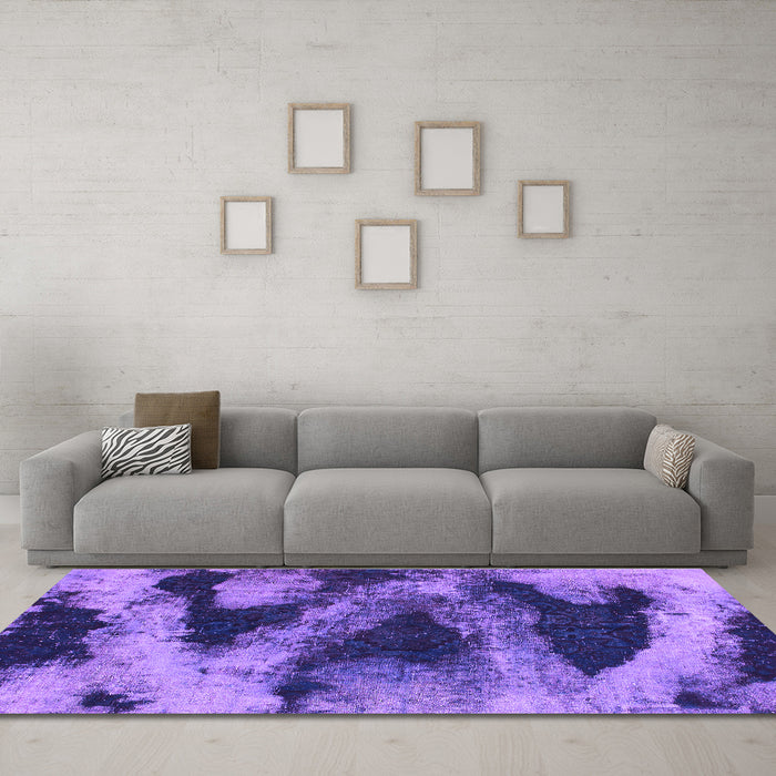 Machine Washable Abstract Purple Modern Area Rugs in a Living Room, wshabs1372pur