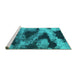 Sideview of Machine Washable Abstract Turquoise Modern Area Rugs, wshabs1372turq