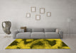 Machine Washable Abstract Yellow Modern Rug in a Living Room, wshabs1372yw