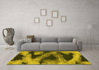 Machine Washable Abstract Yellow Modern Rug, wshabs1372yw