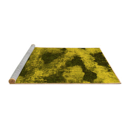 Sideview of Machine Washable Abstract Yellow Modern Rug, wshabs1372yw