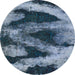 Round Abstract Columbia Blue Modern Rug, abs1372