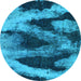 Round Abstract Light Blue Modern Rug, abs1372lblu