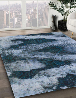 Machine Washable Abstract Columbia Blue Rug in a Family Room, wshabs1372