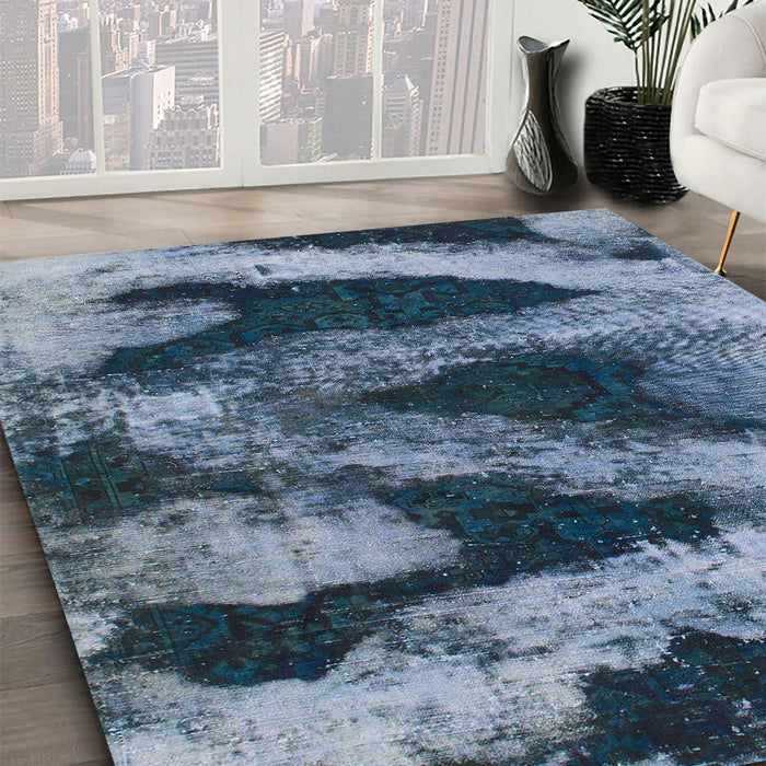 Machine Washable Abstract Columbia Blue Rug in a Family Room, wshabs1372