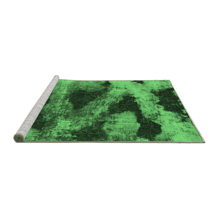 Sideview of Machine Washable Abstract Emerald Green Modern Area Rugs, wshabs1372emgrn