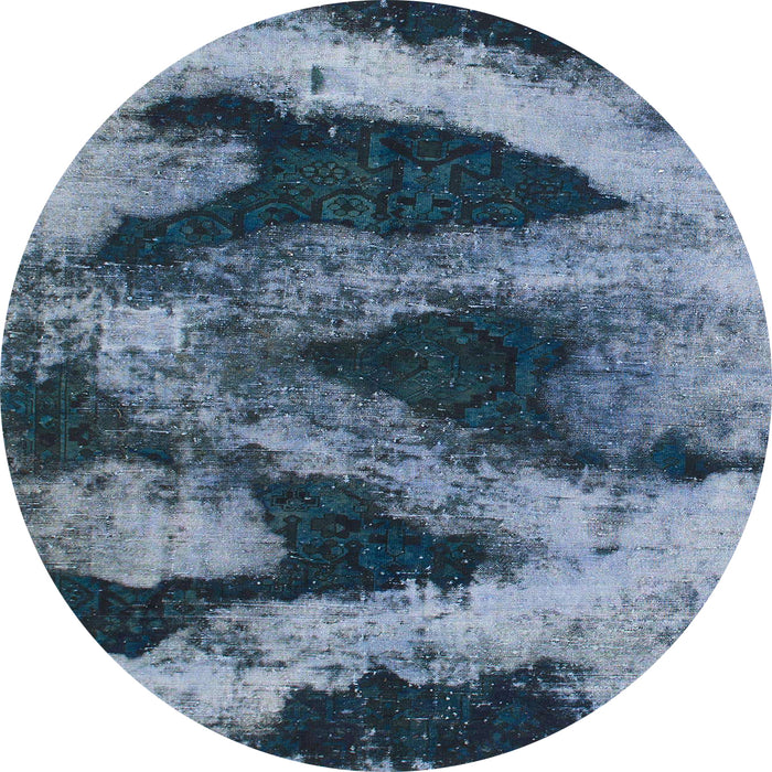 Round Machine Washable Abstract Columbia Blue Rug, wshabs1372