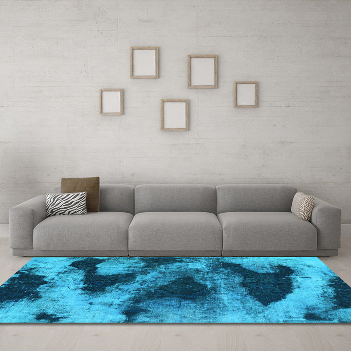 Machine Washable Abstract Light Blue Modern Rug in a Living Room, wshabs1372lblu