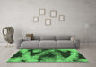 Machine Washable Abstract Emerald Green Modern Area Rugs in a Living Room,, wshabs1372emgrn