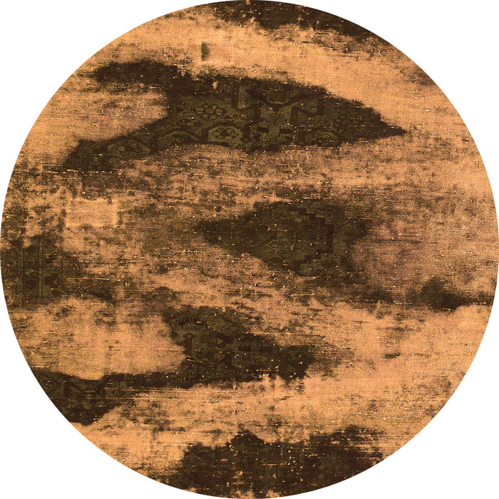 Round Abstract Orange Modern Rug, abs1372org