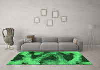 Machine Washable Abstract Green Modern Rug, wshabs1372grn