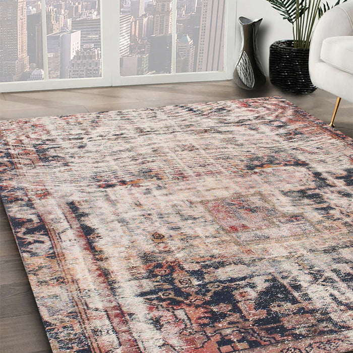 Machine Washable Abstract Mauve Taupe Purple Rug in a Family Room, wshabs1373