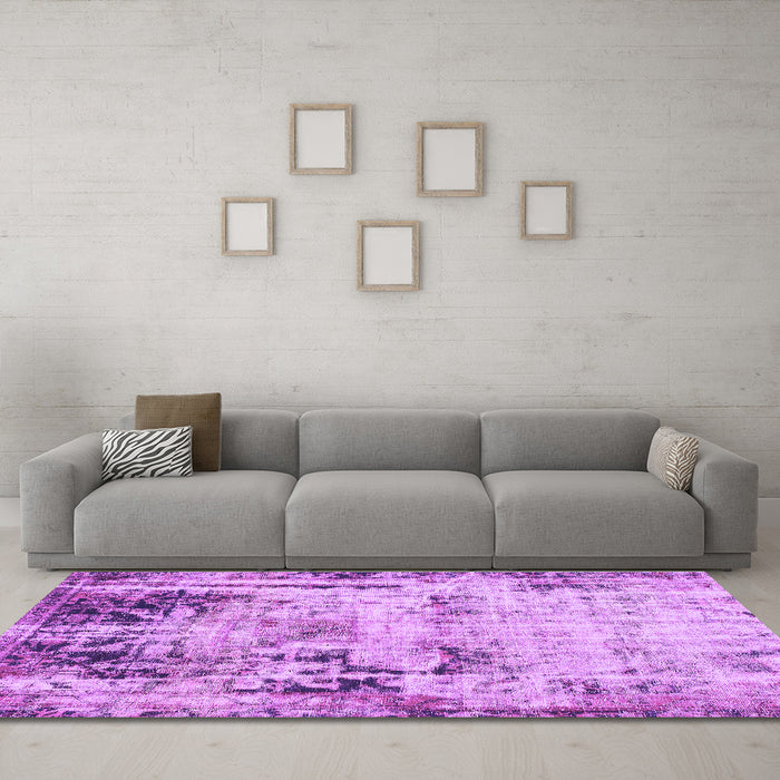 Machine Washable Abstract Purple Modern Area Rugs in a Living Room, wshabs1373pur