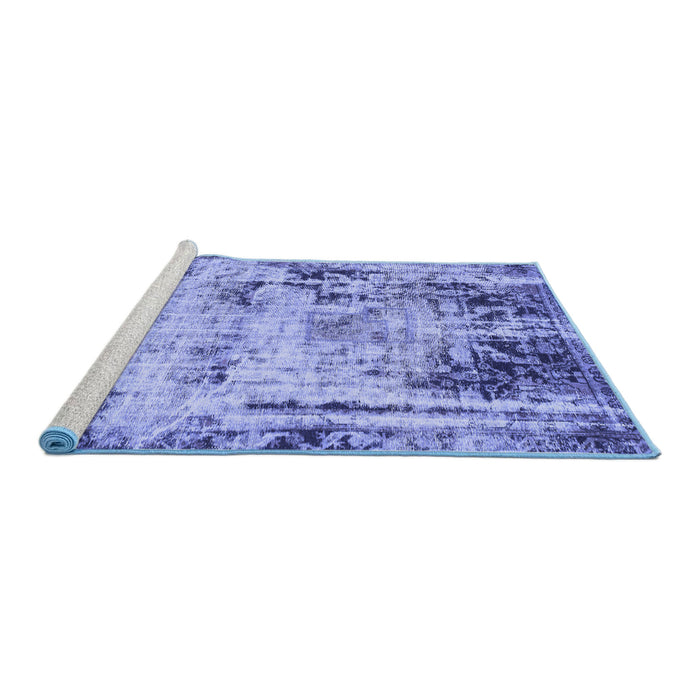 Sideview of Machine Washable Abstract Blue Modern Rug, wshabs1373blu