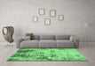 Machine Washable Abstract Emerald Green Modern Area Rugs in a Living Room,, wshabs1373emgrn