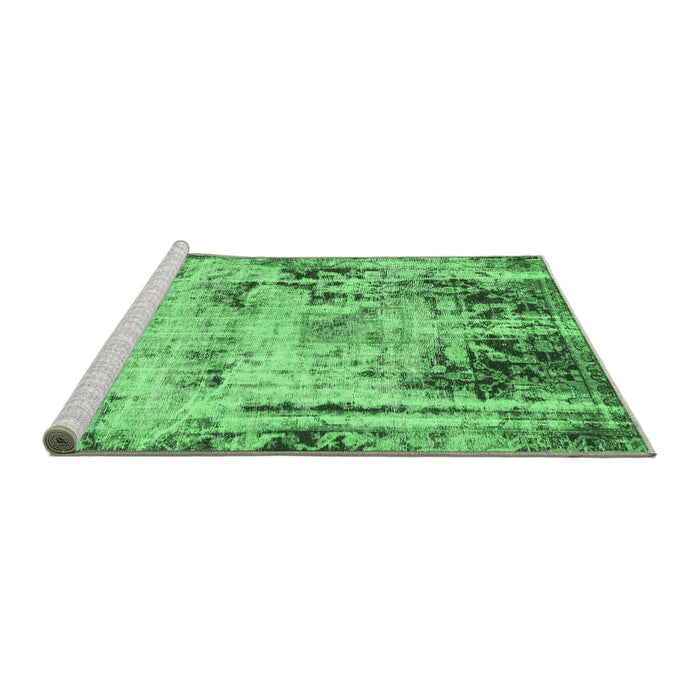 Sideview of Machine Washable Abstract Emerald Green Modern Area Rugs, wshabs1373emgrn