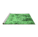 Sideview of Machine Washable Abstract Emerald Green Modern Area Rugs, wshabs1373emgrn