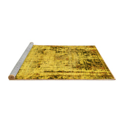 Sideview of Machine Washable Abstract Yellow Modern Rug, wshabs1373yw