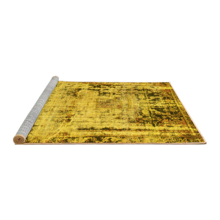 Sideview of Machine Washable Abstract Yellow Modern Rug, wshabs1373yw
