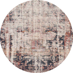 Round Machine Washable Abstract Mauve Taupe Purple Rug, wshabs1373