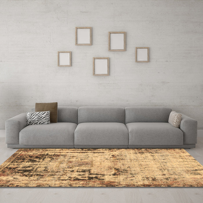 Machine Washable Abstract Brown Modern Rug in a Living Room,, wshabs1373brn