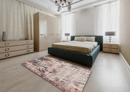 Abstract Mauve Taupe Purple Modern Rug in a Bedroom, abs1373