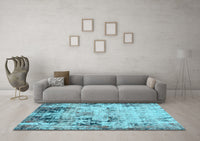 Machine Washable Abstract Light Blue Modern Rug, wshabs1373lblu