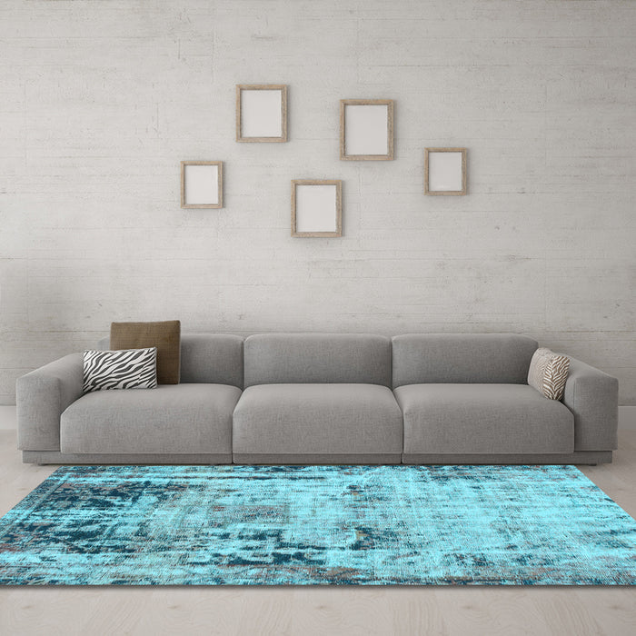 Machine Washable Abstract Light Blue Modern Rug in a Living Room, wshabs1373lblu