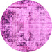 Round Abstract Pink Modern Rug, abs1373pnk