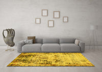 Machine Washable Abstract Yellow Modern Rug, wshabs1373yw