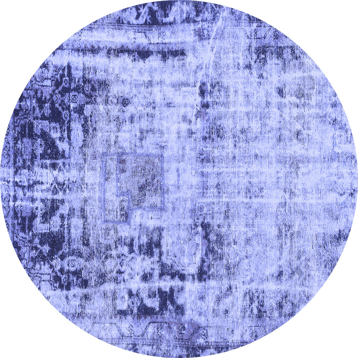 Round Machine Washable Abstract Blue Modern Rug, wshabs1373blu