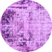 Round Abstract Purple Modern Rug, abs1373pur