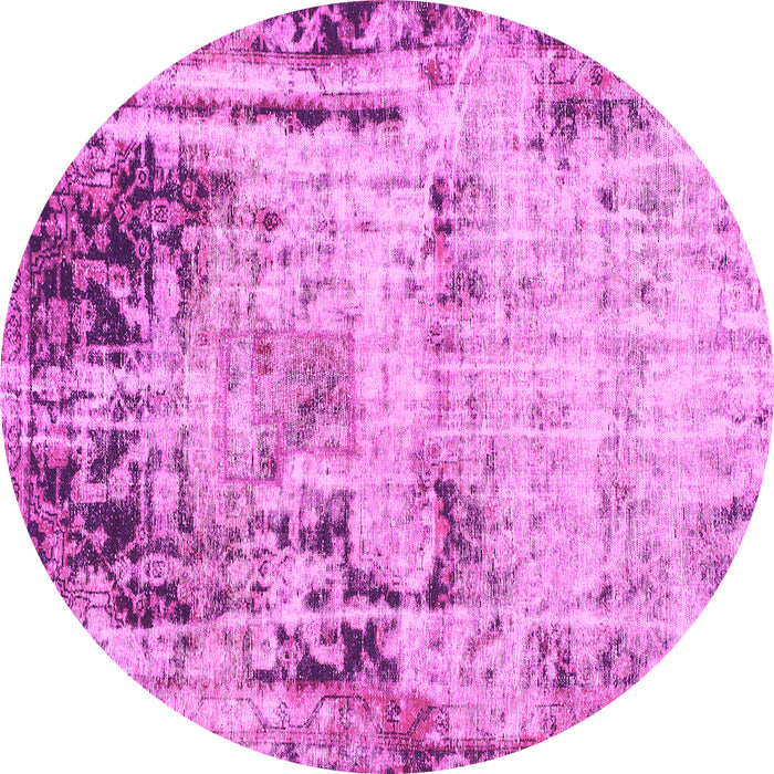 Round Machine Washable Abstract Pink Modern Rug, wshabs1373pnk