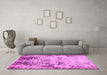 Machine Washable Abstract Pink Modern Rug in a Living Room, wshabs1373pnk