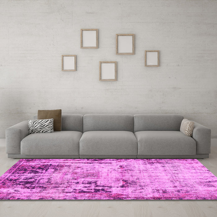 Machine Washable Abstract Pink Modern Rug in a Living Room, wshabs1373pnk