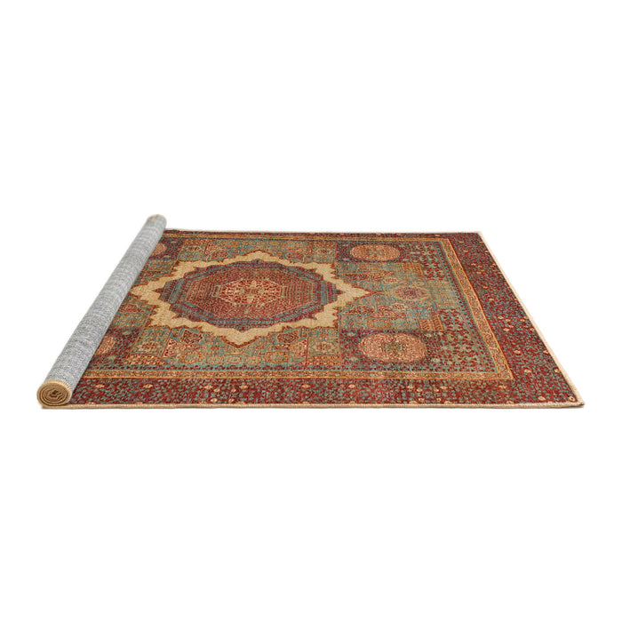 Sideview of Machine Washable Abstract Orange Brown Rug, wshabs1374