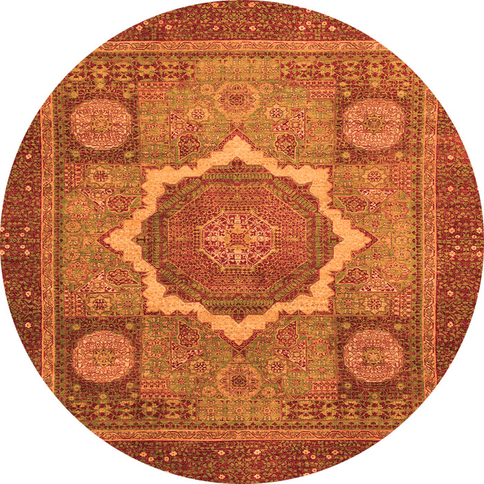 Round Abstract Orange Modern Rug, abs1374org