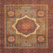 Square Abstract Orange Brown Modern Rug, abs1374