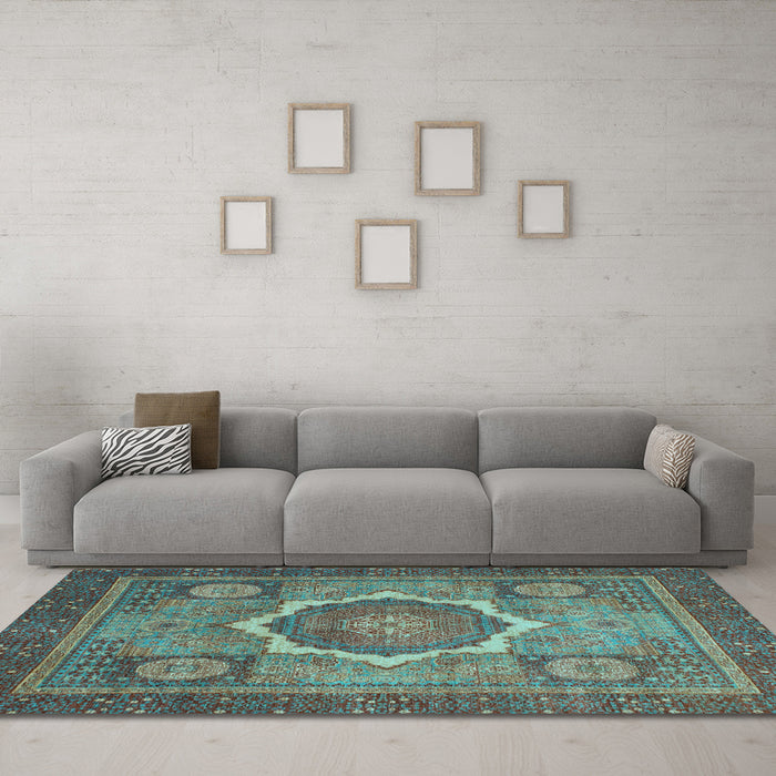 Machine Washable Abstract Light Blue Modern Rug in a Living Room, wshabs1374lblu