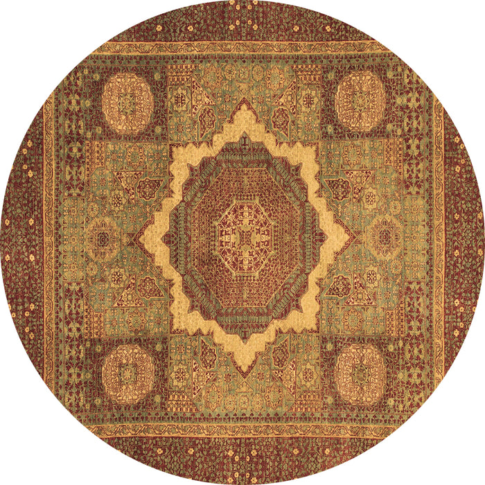 Round Abstract Brown Modern Rug, abs1374brn