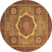 Round Abstract Brown Modern Rug, abs1374brn