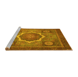 Sideview of Machine Washable Abstract Yellow Modern Rug, wshabs1374yw
