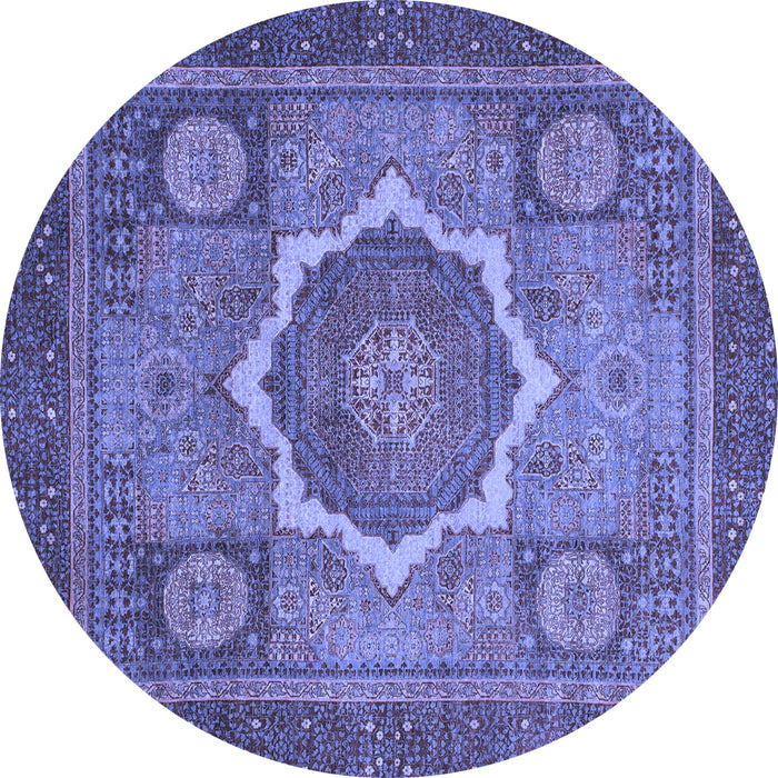 Round Machine Washable Abstract Blue Modern Rug, wshabs1374blu