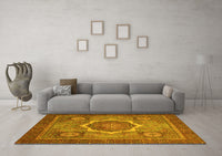 Machine Washable Abstract Yellow Modern Rug, wshabs1374yw