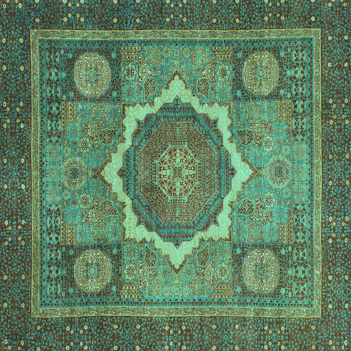 Square Abstract Turquoise Modern Rug, abs1374turq